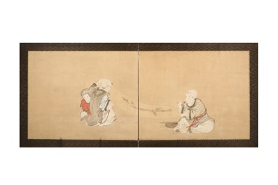 Lot 556 - A TWO-FOLD SCREEN OF KARAKO (CHINESE CHILDREN).
