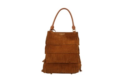 Lot 257 - Burberry Prorsum Tan Suede Fringe Bucket Bag