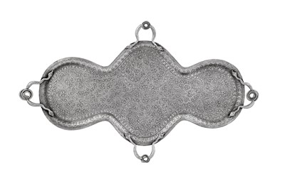 Lot 97 - A late 19th century Anglo – Indian unmarked silver tea tray, Kashmir circa 1880