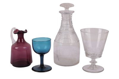 Lot 385 - A GEORGIAN CUT GLASS DECANTER AND STOPPER, 18TH CENTURY
