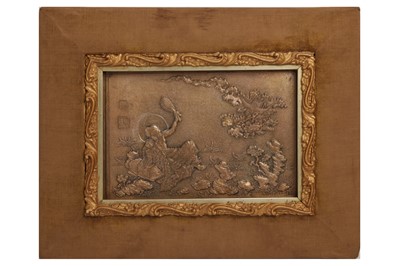 Lot 679 - A JAPANESE BRONZE PLAQUE, 20TH CENTURY