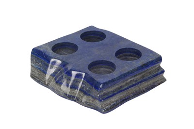 Lot 339A - A SOLID LAPIS LAZULI CANDLE HOLDER