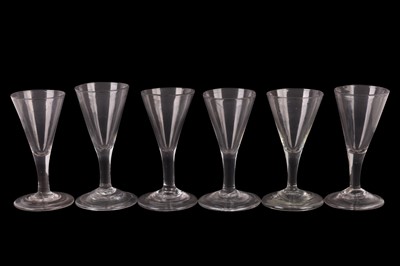 Lot 393 - A SET OF SIX GEORGIAN DRINKING GLASSES, 18TH CENTURY