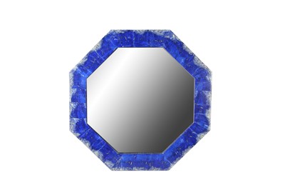 Lot 332 - AN OCTAGONAL LAPIS LAZULI VENEERED WALL MIRROR