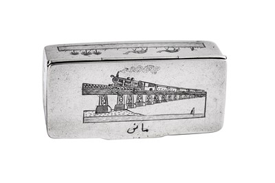 Lot 333 - An early 20th Iraqi silver and niello pin box, Basra or Omara circa 1930 signed Madi