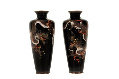 Lot 491 - A PAIR OF JAPANESE CLOISONNÉ VASES.