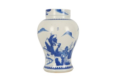Lot 77 - A CHINESE BLUE AND WHITE 'LANDSCAPE' YENYEN VASE.