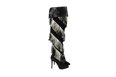 Lot 131 - Christian Louboutin Black Bolcheva Thigh High Boot - Size 36.5