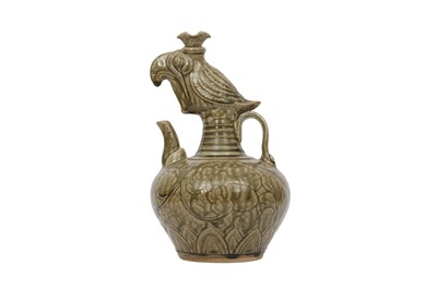 Lot 401 - A CHINESE CELADON-GLAZED 'BIRD' EWER.