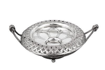 Lot 235 - A late 19th century German silver twin handled bowl, Russian provincial import marks for Riga (used 1842-1882)