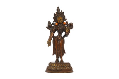 Lot 524 - A TIBETAN BRONZE FIGURE OF WHITE TARA.