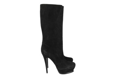Lot 442 - Yves Saint Laurent Black Platform Long Boot - Size 41