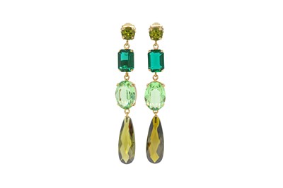 Lot 145 - Ralph Lauren Green Crystal Drop Pierced Earrings