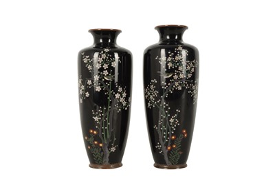 Lot 493 - A PAIR OF JAPANESE CLOISONNÉ VASES.