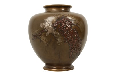 Lot 500 - A JAPANESE INLAID BRONZE VASE.