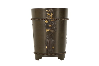 Lot 497 - A FINE JAPANESE INLAID BRONZE VESSEL BY SATO.