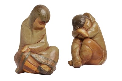 Lot 568 - TWO LLADRO FIGURES OF ESKIMO CHILDREN