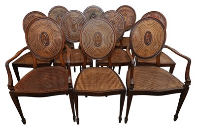 Lot 162 - AMENDED DESCRIPTION: A SET OF TEN HEPPLEWHITE STYLE MAHOGANY DINING CHAIRS