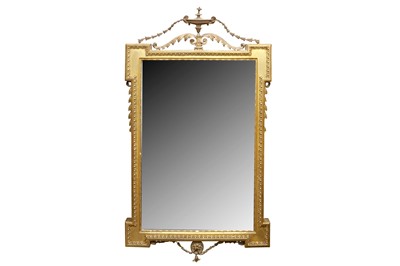Lot 345 - AN ADAM STYLE GILT FRAMED WALL MIRROR