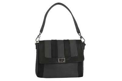 Lot 85 - Anya Hindmarch Antracite Alban Croc Shoulder Bag