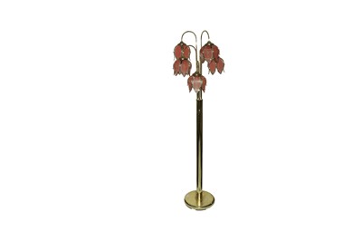 Lot 534 - Hollywood Regency Pink/Orange Glass Lotus Bouquet Floor Lamp