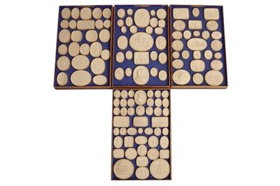 Lot 86 - A COLLECTION OF FOUR TRAYS OF GRAND TOUR PLASTER INTAGLIOS, 19TH CENTURY