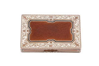 Lot 113 - An early 20th century continental 935 standard silver gilt and enamel cigarette case, German or Swiss with import marks for London 1926 by T C & Son Ltd