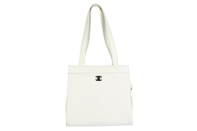 Lot 369 - Chanel White Caviar Shoulder Bag