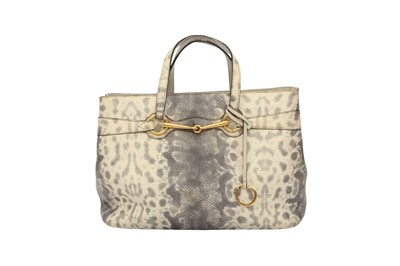 Lot 82 - Gucci Grey Snake Print Horsebit 1955 Tote