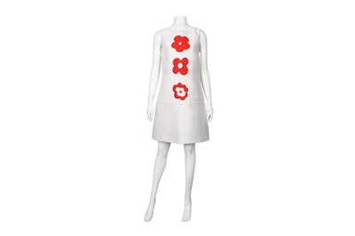 Lot 48 - Prada Ivory Flower Applique Shift Dress - Size 42
