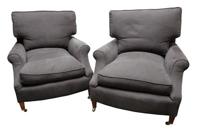 Lot 137 - A PAIR OF HOWARD ARMCHAIRS, CONTEMPORARY