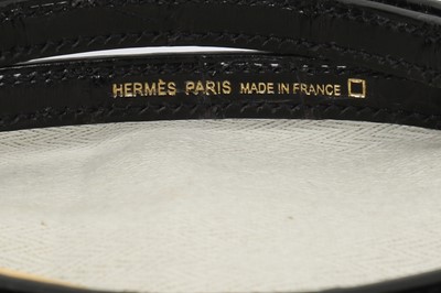 Lot 301 - λ Hermes Black Shiny Alligator Mini Kelly II 20