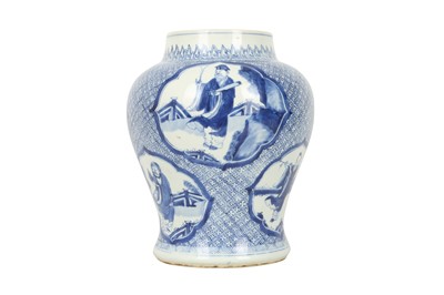 Lot 135 - A CHINESE BLUE AND WHITE ‘EIGHT IMMORTALS’ BALUSTER JAR.