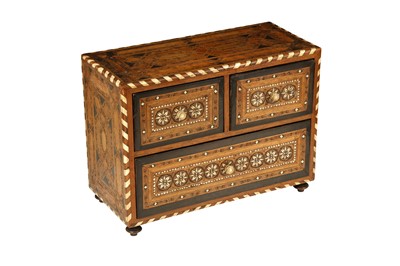 Lot 644 - λ AN IVORY, STAINED WOOD AND BONE-INLAID HARDWOOD CABINET