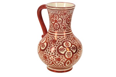 Lot 707 - A RUBY COPPER-LUSTRE CANTAGALLI POTTERY JUG