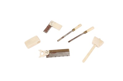 Lot 169 - A SET OF LATE 19TH CENTURY MINIATURE IVORY TOOLS