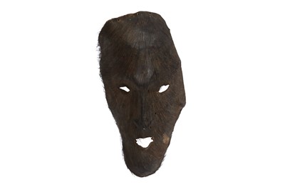 Lot 36 - ETHNOGRAPHIC: NEPALESE OR NAGALAND YAK SKIN MASK, MID 20TH CENTURY