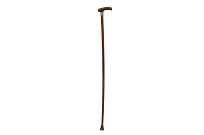 Lot 166 - A LATE 19TH / EARLY 20TH CENTURY RHINOCEROS HORN HANDLE WALKING CANE
