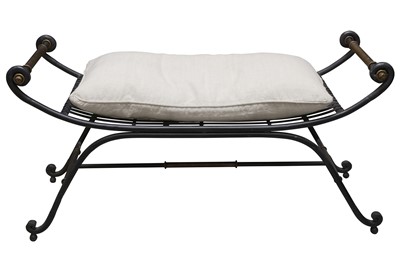 Lot 190 - A WROUGHT IRON BENCH OR WINDOW SEAT LATE, 20TH CENTURY