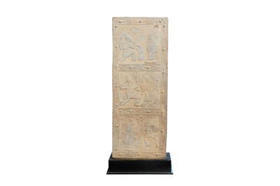 Lot 308 - A LARGE CHINESE GRAY POTTERY TILE.
