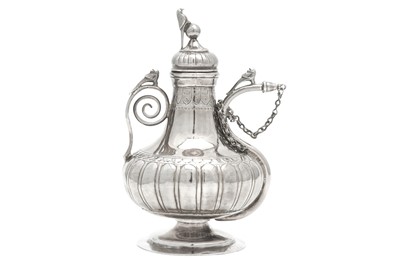 Lot 742 - AN INDIAN SILVER WINE OR SPIRIT FLASK (CHUSKI)
