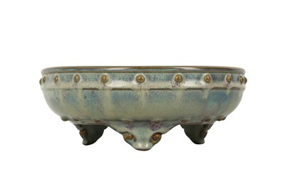Lot 694 - A CHINESE FLAMBÉ-GLAZED INCENSE BURNER.