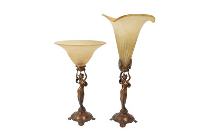 Lot 505 - AN ART NOUVEAU STYLE BRONZE LAMP, LATE 20TH CENTURY