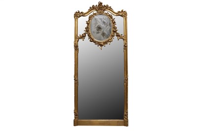 Lot 350 - A 19TH CENTURY AND LATER FULL LENGTH GILTWOOD WALL MIRROR