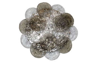 Lot 525 - AN ITALIAN MURANO GLASS AND STEEL CEILING LIGHT, CIRCA. 1970