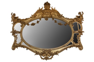 Lot 198 - A 19TH CENTURY GILTWOOD OVERMANTEL MIRROR