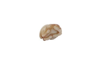 Lot 703 - A CHINESE CARVED JADE FIGURE OF A MYTHICAN ANIMAL.