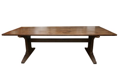 Lot 120 - A STAINED OAK RECTANGULAR REFECTORY TABLE, 19TH CENTURY