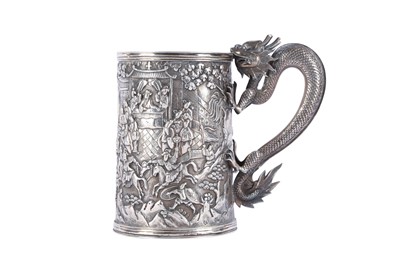 Lot 851 - A CHINESE SILVER TANKARD.
