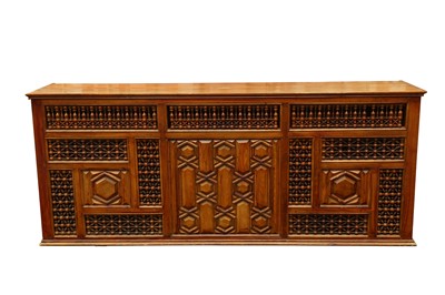 Lot 712 - A LOW ORIENTALIST MASHRABIYA-STYLE HALLWAY CHEST